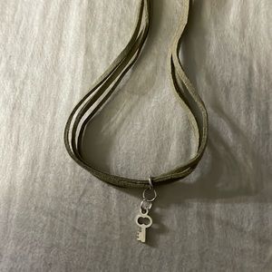 Faux green leather choker